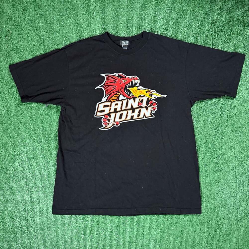SDI Non-Fiction Saint John Flames Logo T-Shirt Size Large Black
